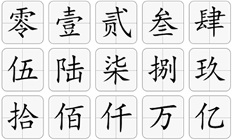 0123456789 零壹贰叁肆伍陆柒捌玖拾